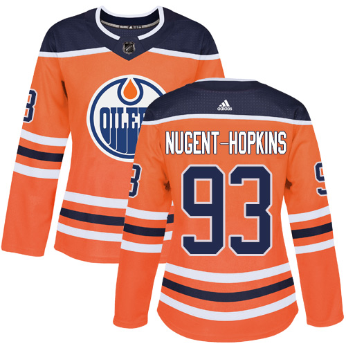 Adidas Edmonton Oilers #93 Ryan Nugent-Hopkins Orange Home Authentic Women Stitched NHL Jersey